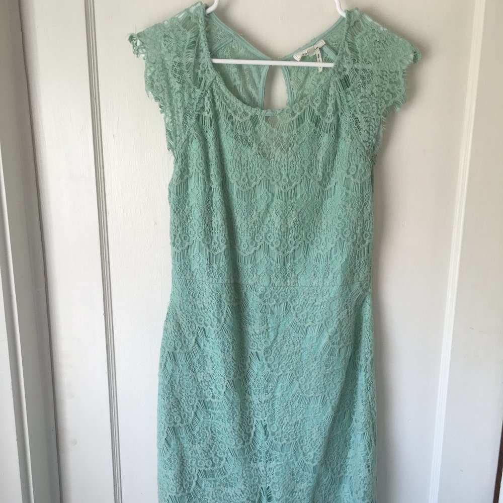 Mint Green Bohemian Lace Bridesmaids Dress
